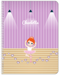 Thumbnail for Personalized Ballerina Notebook I - Studio Hearts - Redhead Ballerina - Front View