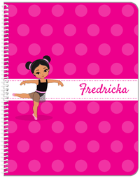 Thumbnail for Personalized Ballerina Notebook II - Polka Dot Stripe - Black Ballerina II - Front View