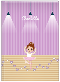 Thumbnail for Personalized Ballerina Journal I - Studio Hearts - Brunette Ballerina - Front View