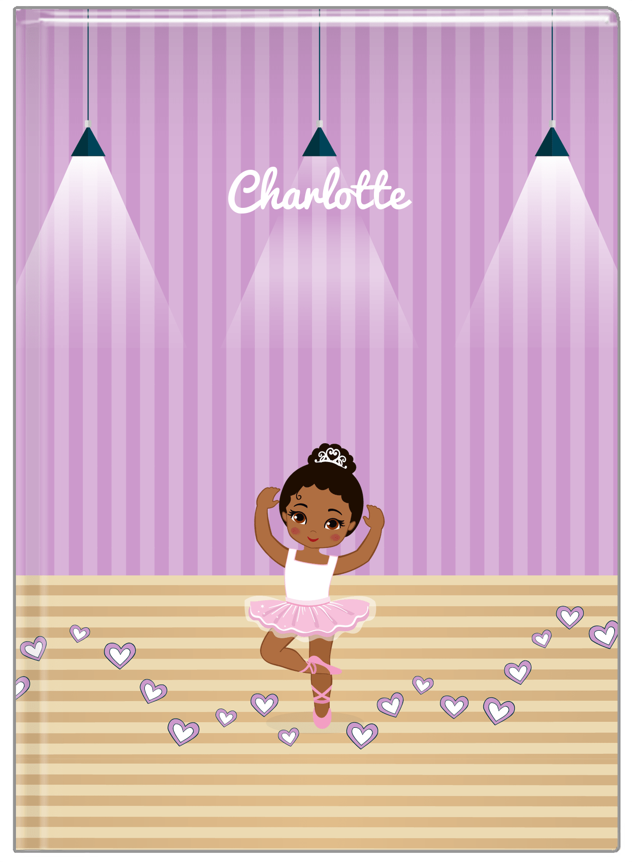 Personalized Ballerina Journal I - Studio Hearts - Black Ballerina I - Front View