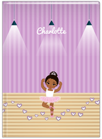 Thumbnail for Personalized Ballerina Journal I - Studio Hearts - Black Ballerina I - Front View