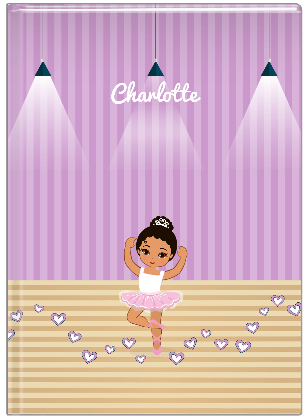 Personalized Ballerina Journal I - Studio Hearts - Black Ballerina II - Front View