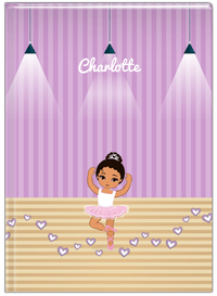 Thumbnail for Personalized Ballerina Journal I - Studio Hearts - Black Ballerina II - Front View