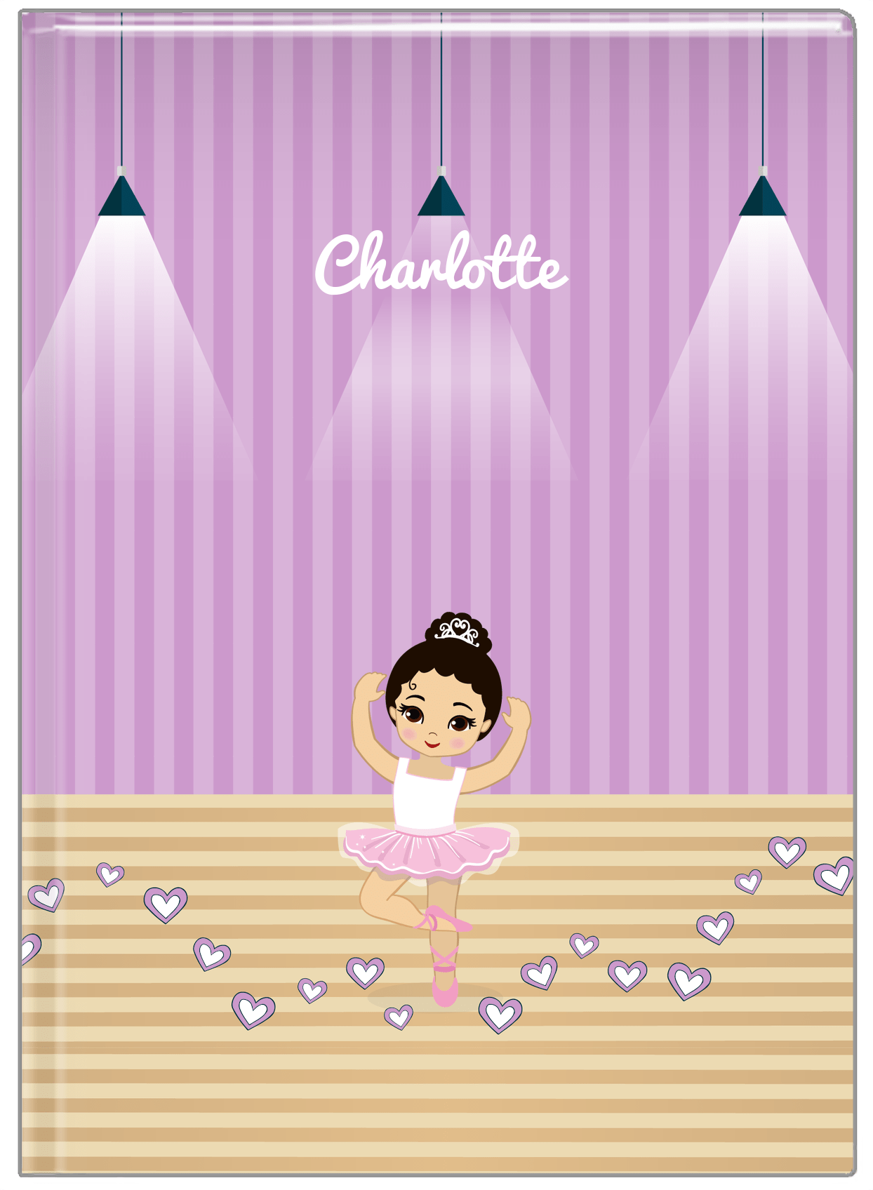 Personalized Ballerina Journal I - Studio Hearts - Asian Ballerina - Front View
