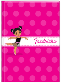 Thumbnail for Personalized Ballerina Journal II - Polka Dot Stripe - Black Ballerina II - Front View