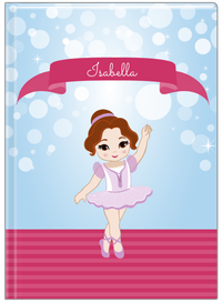 Thumbnail for Personalized Ballerina Journal III - Bubble Background - Brunette Ballerina - Front View