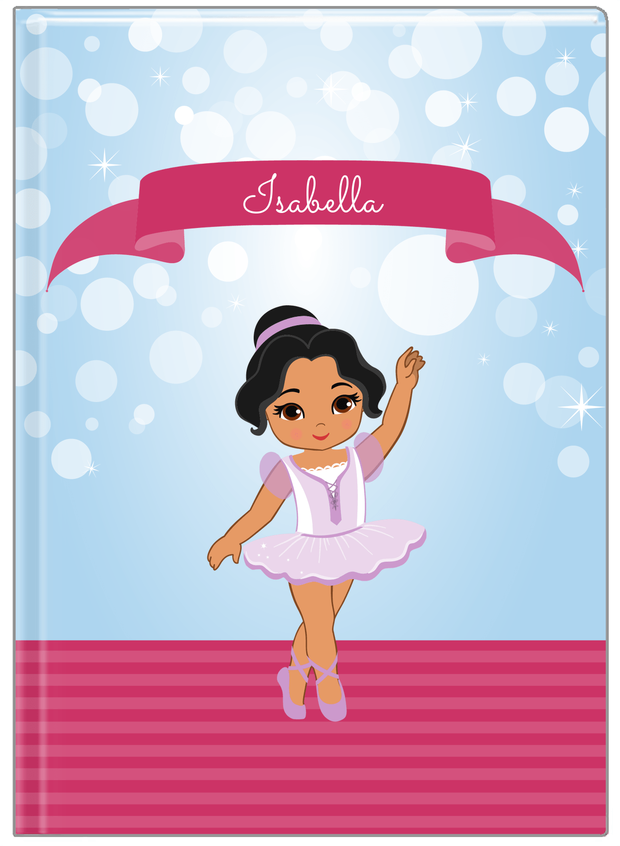 Personalized Ballerina Journal III - Bubble Background - Black Ballerina II - Front View