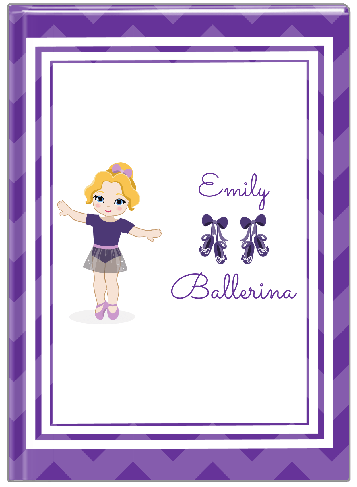 Personalized Ballerina Journal V - Chevron - Blonde Ballerina - Front View
