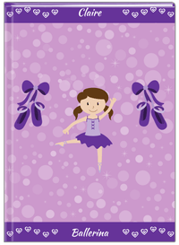 Thumbnail for Personalized Ballerina Journal VIII - Hearts Dance - Brunette Ballerina - Front View
