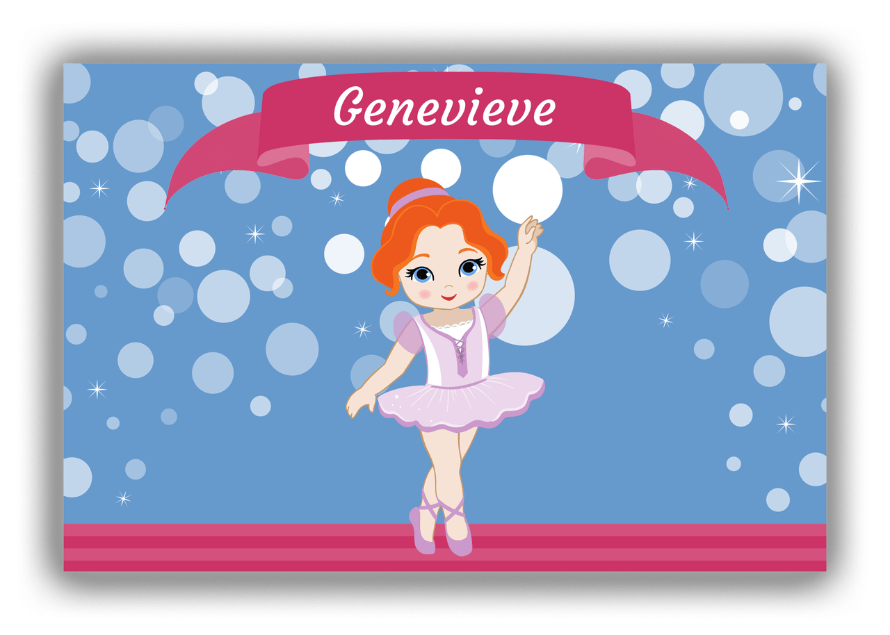 Personalized Ballerina Canvas Wrap & Photo Print III - Bubble Background - Redhead Ballerina - Front View