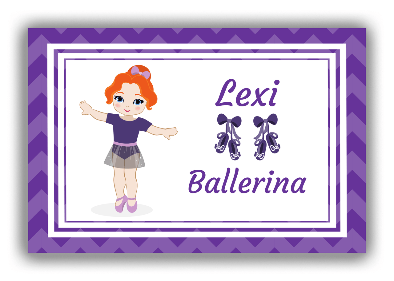 Personalized Ballerina Canvas Wrap & Photo Print V - Chevron - Redhead Ballerina - Front View