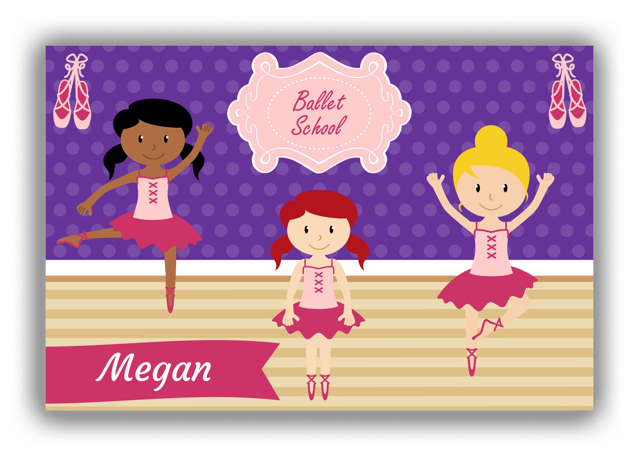 Personalized Ballerina Canvas Wrap & Photo Print VI - Ballet School - Purple Background - Front View