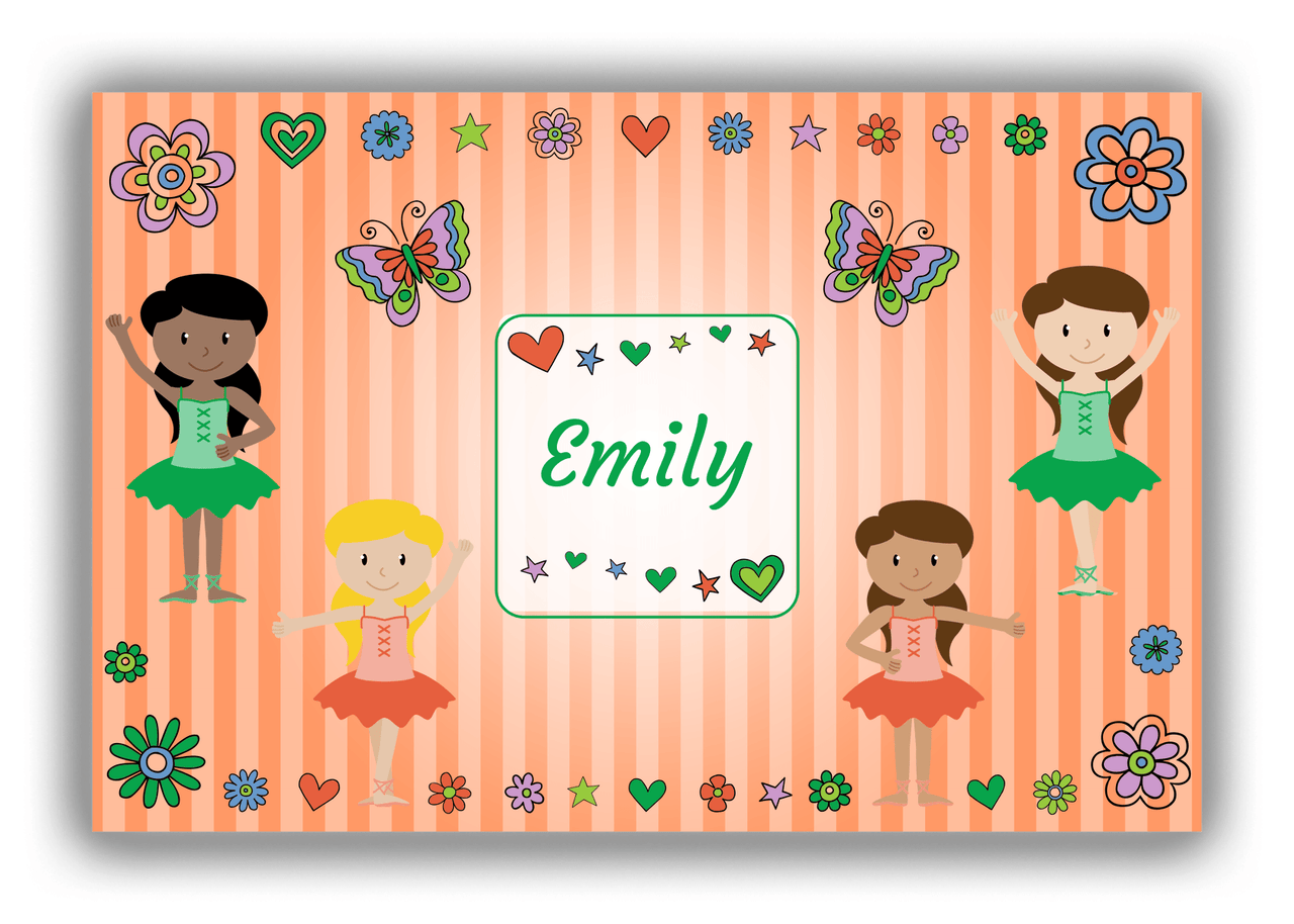 Personalized Ballerina Canvas Wrap & Photo Print VII - Spring Ballet - Orange Background - Front View