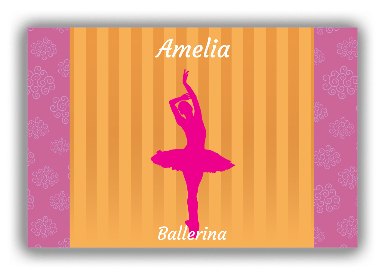 Personalized Ballerina Canvas Wrap & Photo Print X - Orange Background - Ballerina Silhouette II - Front View