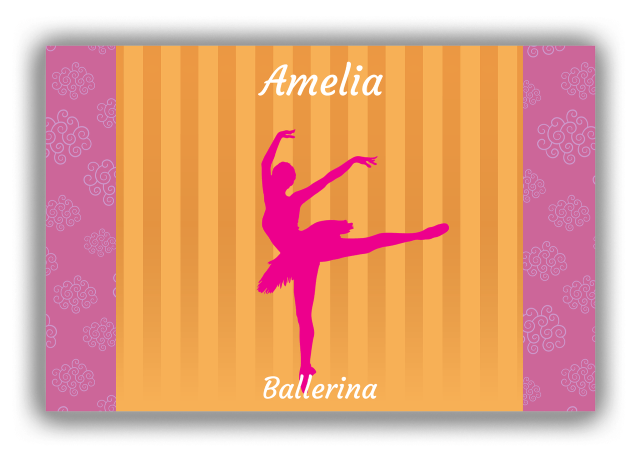 Personalized Ballerina Canvas Wrap & Photo Print X - Orange Background - Ballerina Silhouette III - Front View