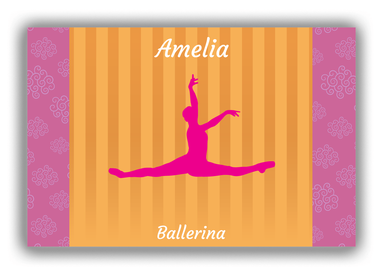 Personalized Ballerina Canvas Wrap & Photo Print X - Orange Background - Ballerina Silhouette XI - Front View