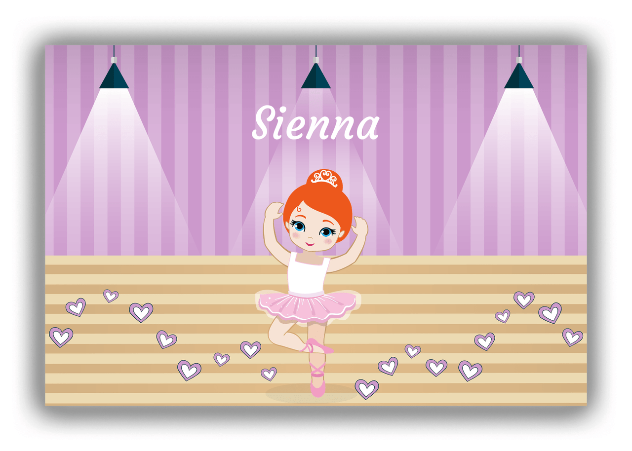 Personalized Ballerina Canvas Wrap & Photo Print I - Studio Hearts - Redhead Ballerina - Front View