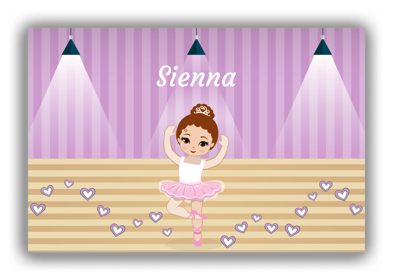 Personalized Ballerina Canvas Wrap & Photo Print I - Studio Hearts - Brunette Ballerina - Front View