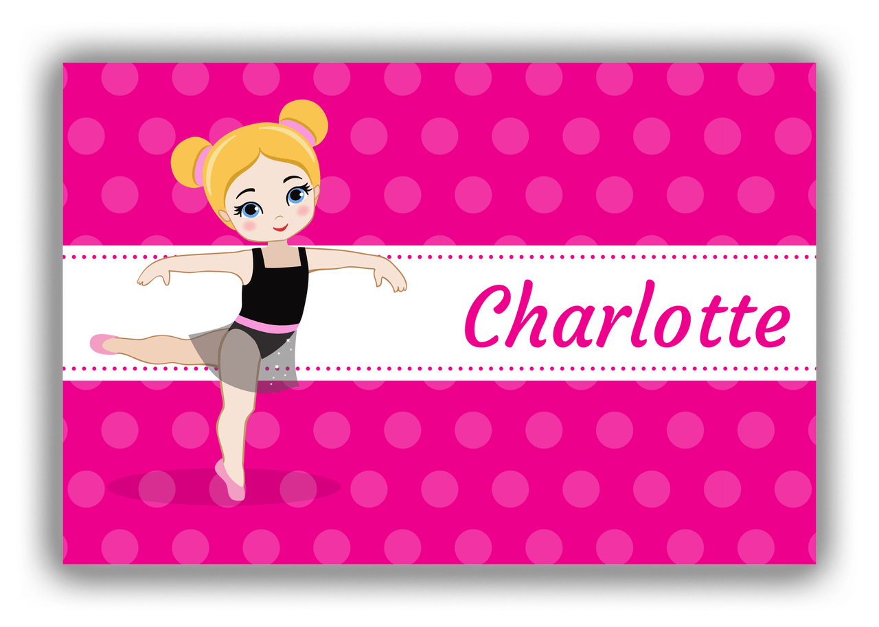 Personalized Ballerina Canvas Wrap & Photo Print II - Polka Dot Stripe - Blonde Ballerina - Front View