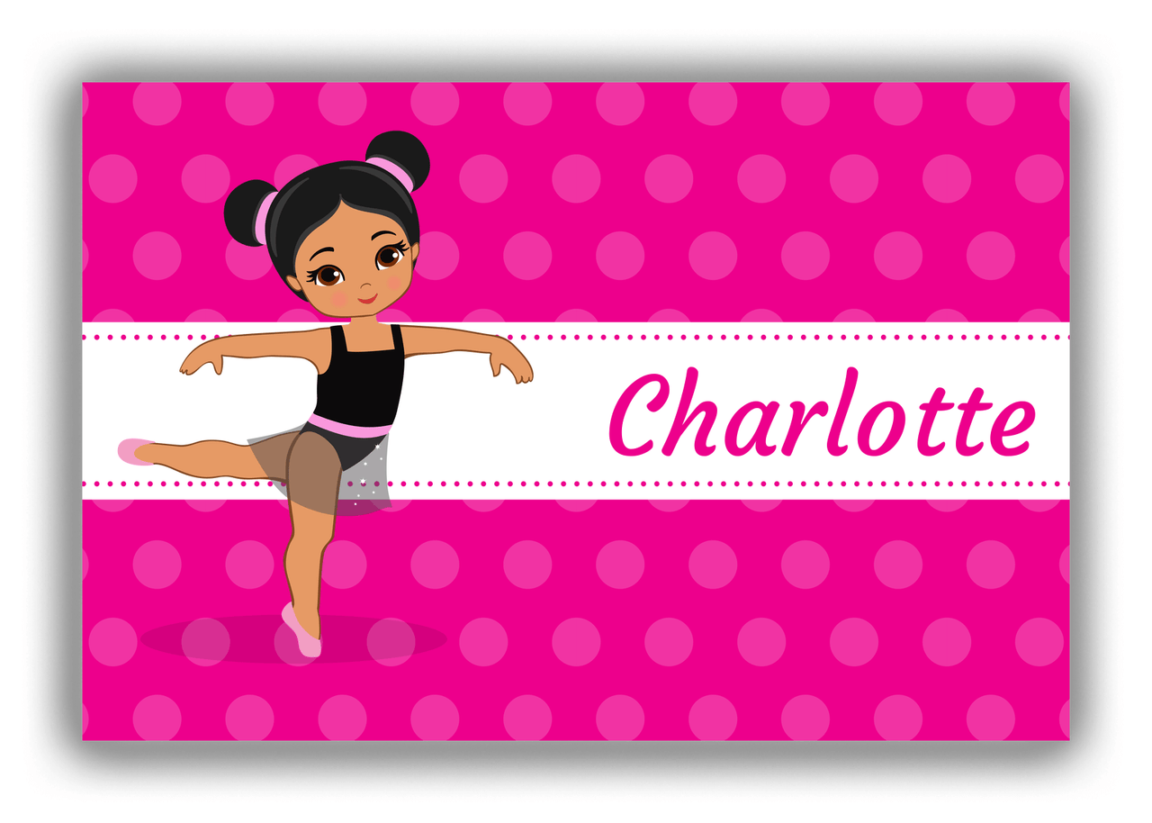 Personalized Ballerina Canvas Wrap & Photo Print II - Polka Dot Stripe - Black Ballerina II - Front View