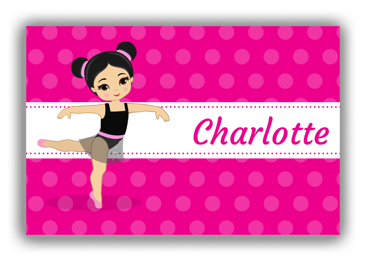 Personalized Ballerina Canvas Wrap & Photo Print II - Polka Dot Stripe - Asian Ballerina - Front View
