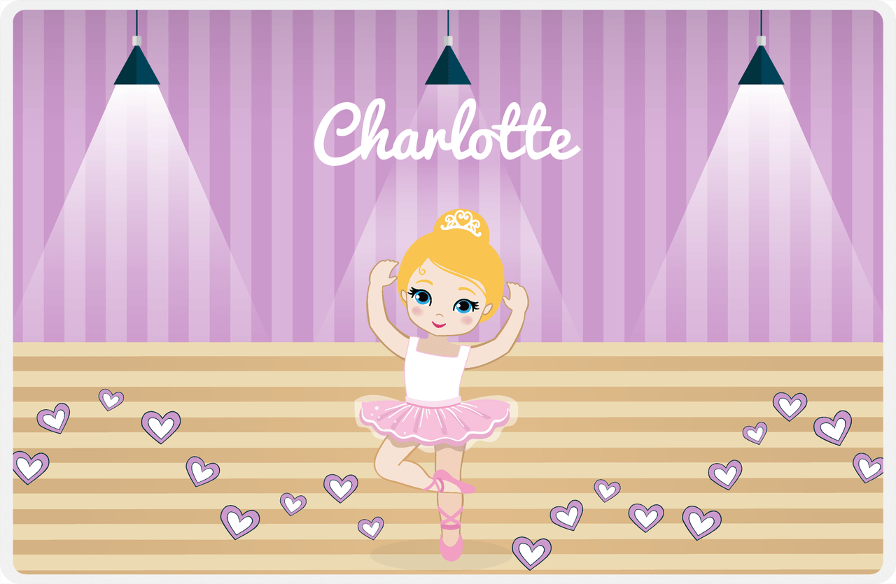 Personalized Ballerina Placemat I - Studio Hearts - Blonde Ballerina -  View