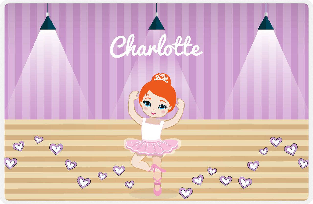 Personalized Ballerina Placemat I - Studio Hearts - Redhead Ballerina -  View