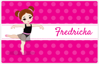 Thumbnail for Personalized Ballerina Placemat II - Polka Dot Stripe - Brunette Ballerina -  View