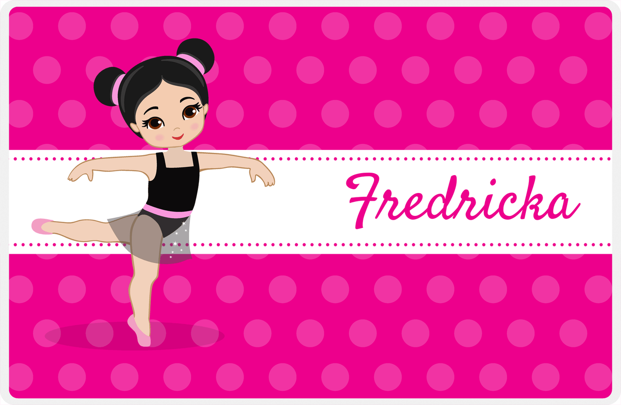 Personalized Ballerina Placemat II - Polka Dot Stripe - Black Hair Ballerina -  View