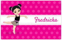 Thumbnail for Personalized Ballerina Placemat II - Polka Dot Stripe - Black Hair Ballerina -  View