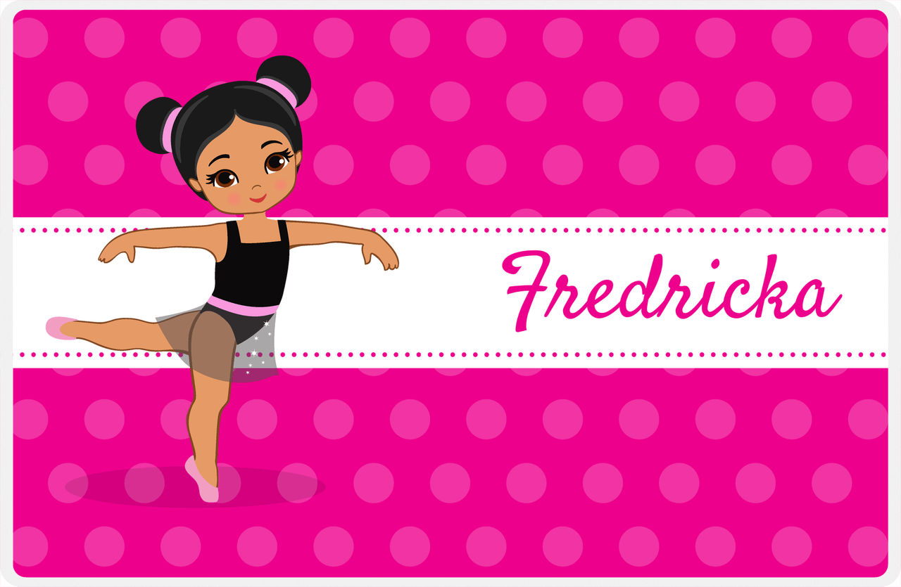 Personalized Ballerina Placemat II - Polka Dot Stripe - Black Ballerina II -  View