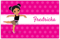 Thumbnail for Personalized Ballerina Placemat II - Polka Dot Stripe - Black Ballerina II -  View
