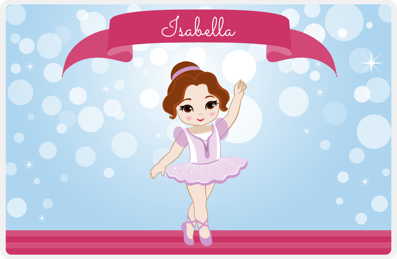 Personalized Ballerina Placemat III - Bubble Background - Brunette Ballerina -  View