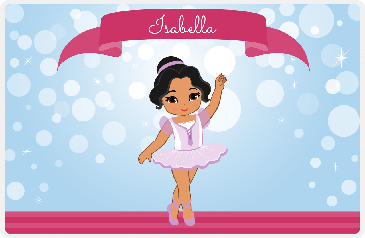 Personalized Ballerina Placemat III - Bubble Background - Black Ballerina II -  View