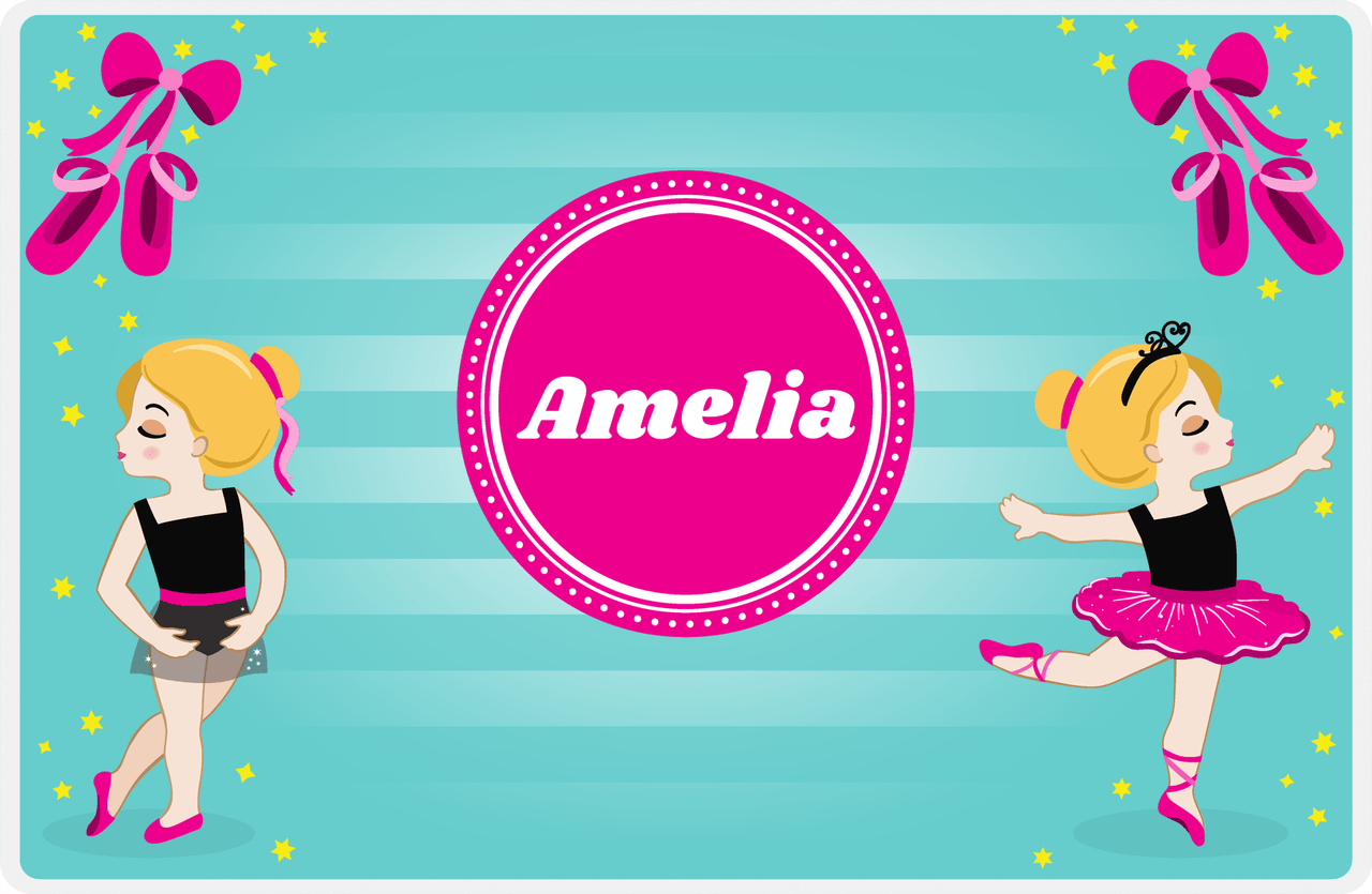 Personalized Ballerina Placemat IV - Pointe Shoes - Blonde Ballerina -  View