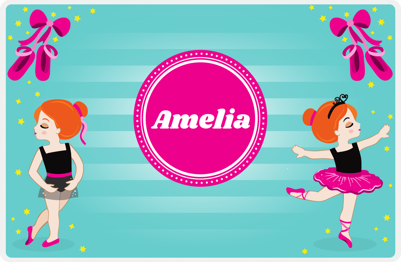 Personalized Ballerina Placemat IV - Pointe Shoes - Redhead Ballerina -  View