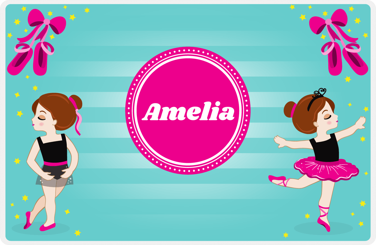 Personalized Ballerina Placemat IV - Pointe Shoes - Brunette Ballerina -  View