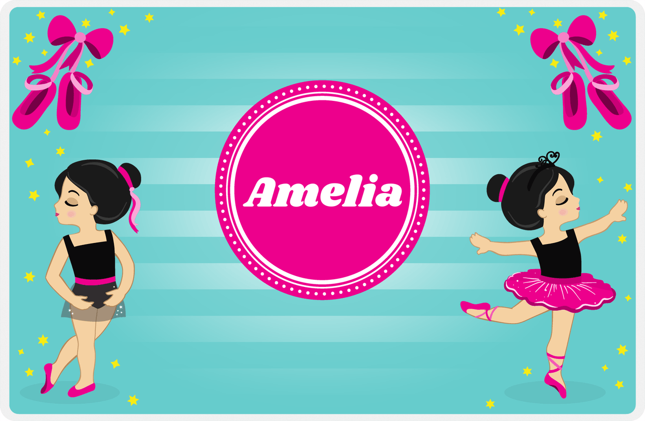 Personalized Ballerina Placemat IV - Pointe Shoes - Asian Ballerina -  View