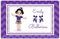 Thumbnail for Personalized Ballerina Placemat V - Chevron - Black Hair Ballerina -  View