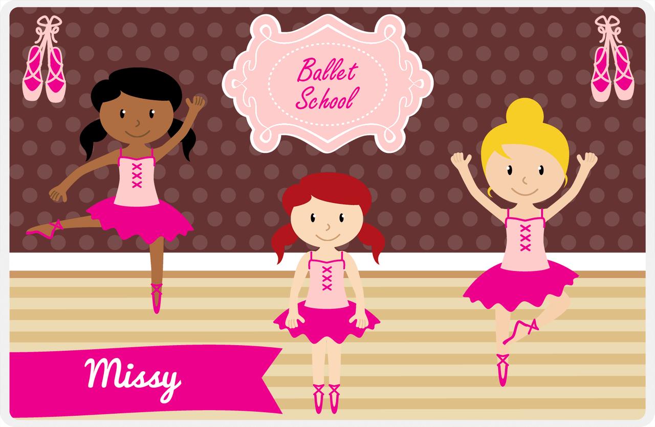 Personalized Ballerina Placemat VI - Ballet School - Brown Background -  View