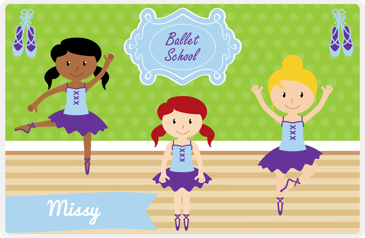 Personalized Ballerina Placemat VI - Ballet School - Green Background -  View