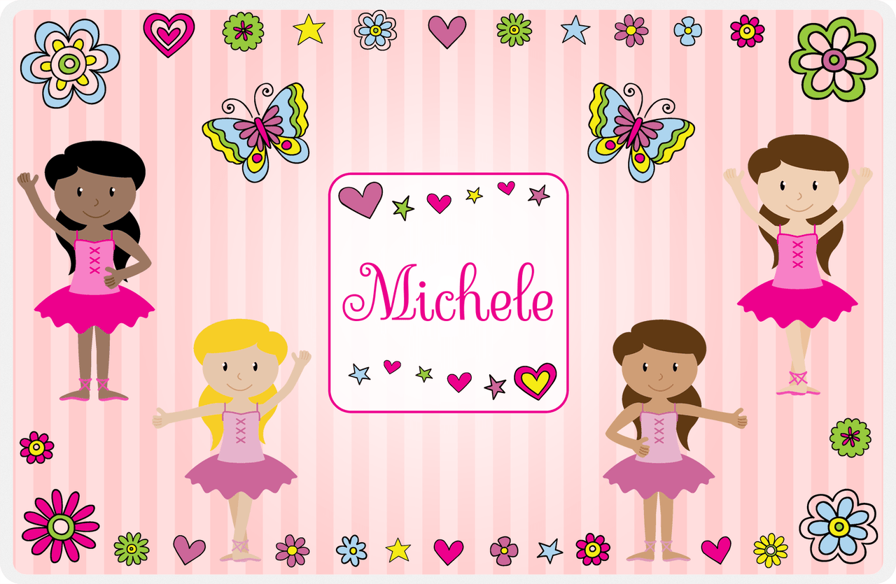 Personalized Ballerina Placemat VII - Spring Ballet - Pink Background -  View