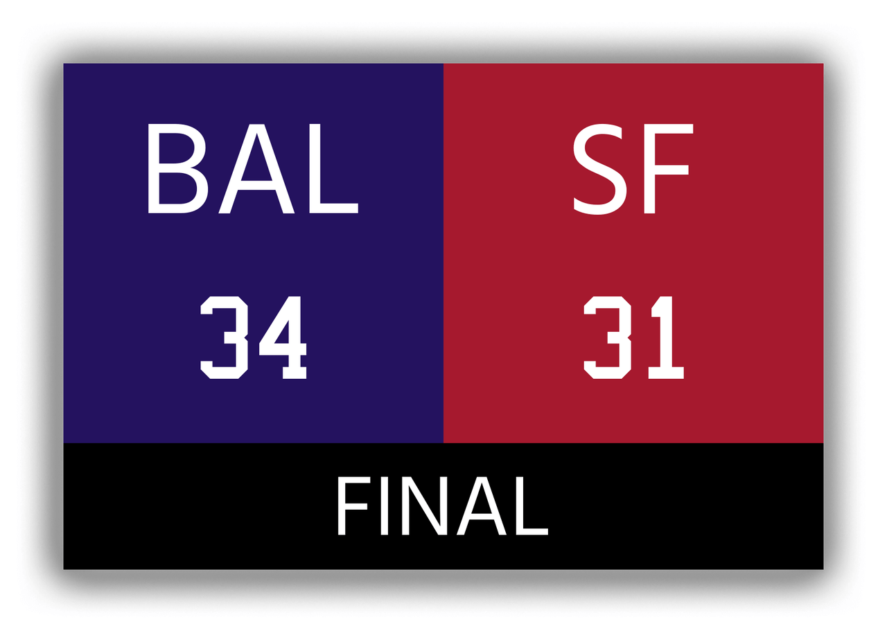 Baltimore vs San Francisco Canvas Wrap & Photo Print - 2012 2013 Football Championship - Front View