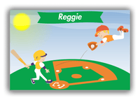 Thumbnail for Personalized Baseball Canvas Wrap & Photo Print III - Blue Background - Blond Boy - Front View