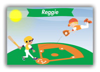 Thumbnail for Personalized Baseball Canvas Wrap & Photo Print III - Blue Background - Black Hair Boy II - Front View