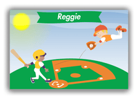 Thumbnail for Personalized Baseball Canvas Wrap & Photo Print III - Blue Background - Black Boy - Front View