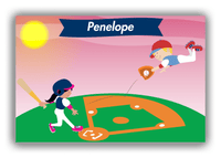 Thumbnail for Personalized Baseball Canvas Wrap & Photo Print IV - Pink Background - Black Hair Girl II - Front View