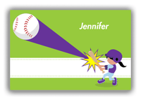 Thumbnail for Personalized Baseball Canvas Wrap & Photo Print VI - Green Background - Black Hair Girl III - Front View