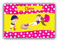 Thumbnail for Personalized Baseball Canvas Wrap & Photo Print VIII - Pink Background - Brunette Girl - Front View