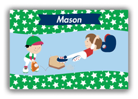 Thumbnail for Personalized Baseball Canvas Wrap & Photo Print IX - Green Background - Brown Hair Boy - Front View